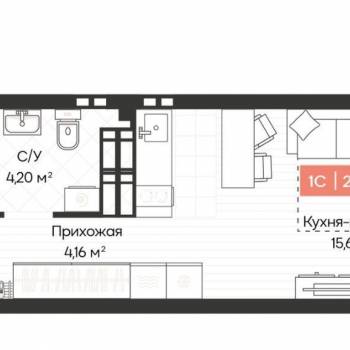 Продается 1-комнатная квартира, 24 м²