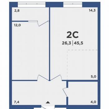Сдается 2-х комнатная квартира, 45,5 м²