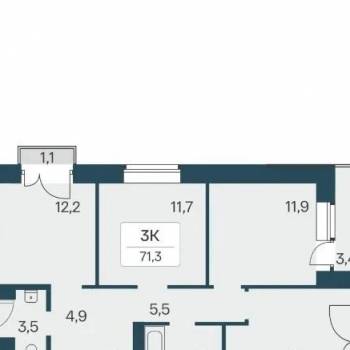 Продается 3-х комнатная квартира, 70,1 м²