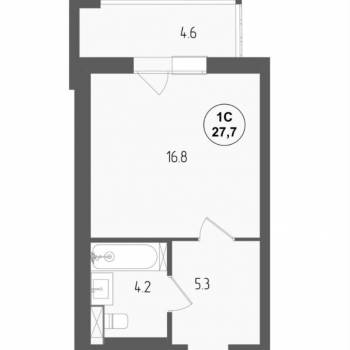 Продается 1-комнатная квартира, 27,7 м²