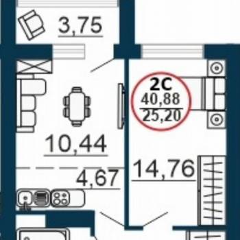 Сдается 2-х комнатная квартира, 40,9 м²