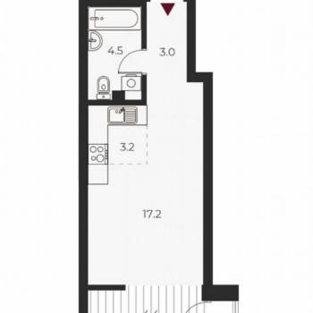 Продается 1-комнатная квартира, 32,2 м²