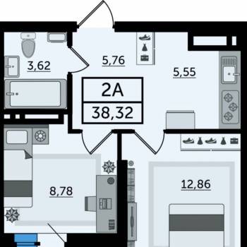 Продается 2-х комнатная квартира, 40 м²