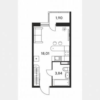 Продается 1-комнатная квартира, 23,8 м²
