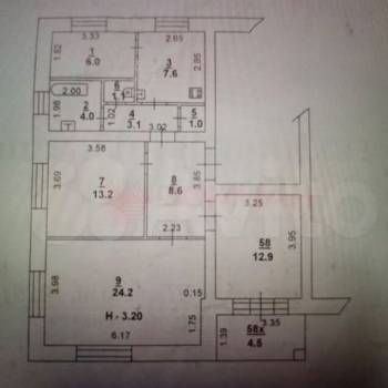 Продается Многокомнатная квартира, 82,7 м²