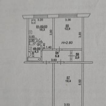 Продается 2-х комнатная квартира, 54 м²