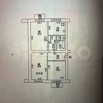 Продается 3-х комнатная квартира, 73 м²