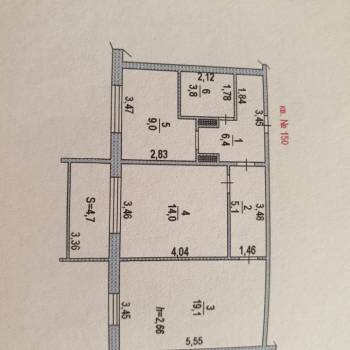 Продается 2-х комнатная квартира, 57,4 м²