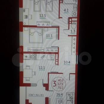 Продается 3-х комнатная квартира, 67,9 м²