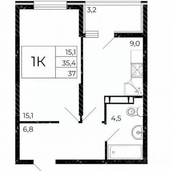 Продается 1-комнатная квартира, 35 м²