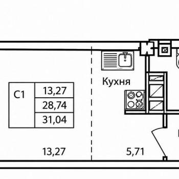 Продается 1-комнатная квартира, 31 м²