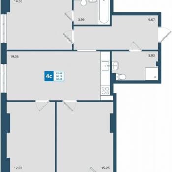 Продается Многокомнатная квартира, 80,7 м²