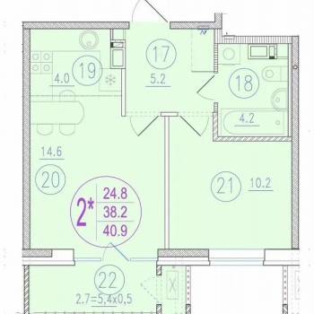 Продается 1-комнатная квартира, 40,5 м²