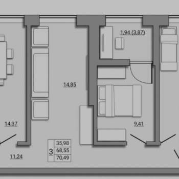 Продается 3-х комнатная квартира, 72,6 м²