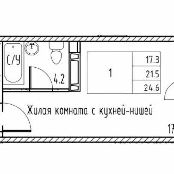 Продается 1-комнатная квартира, 25 м²