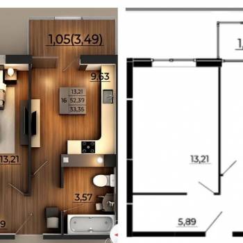 Продается 1-комнатная квартира, 33,4 м²