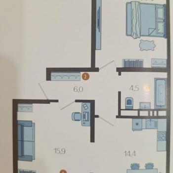 Продается 2-х комнатная квартира, 61,7 м²