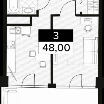 Продается 2-х комнатная квартира, 48 м²