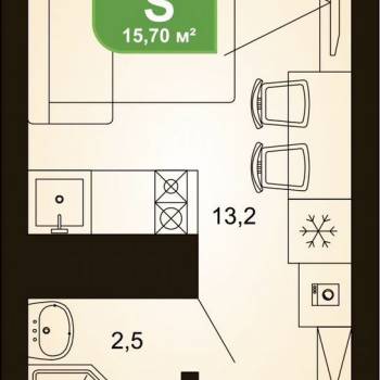 Продается 1-комнатная квартира, 15,4 м²