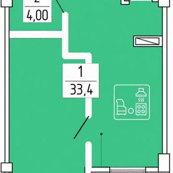 Продается 1-комнатная квартира, 37,4 м²