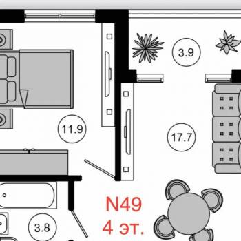 Продается 2-х комнатная квартира, 37,4 м²