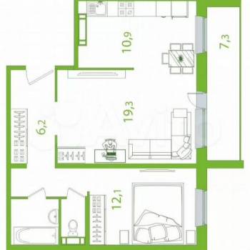 Продается 2-х комнатная квартира, 56 м²