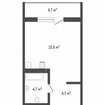 Продается 1-комнатная квартира, 30,2 м²