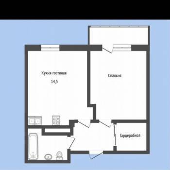 Продается 1-комнатная квартира, 39,2 м²