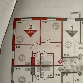 Продается 2-х комнатная квартира, 52 м²