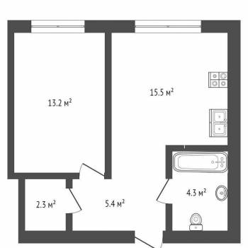 Сдается 1-комнатная квартира, 41 м²